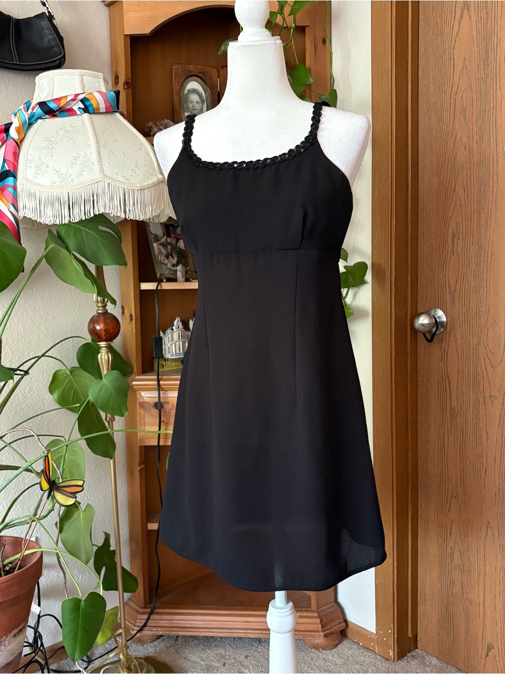 Classic Black Mini Dress with Braided Straps